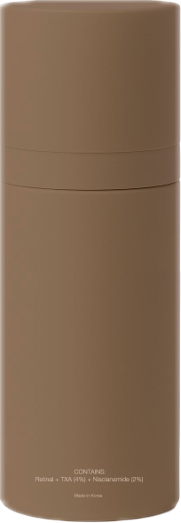 Brown cylindrical container with a lid on a white background